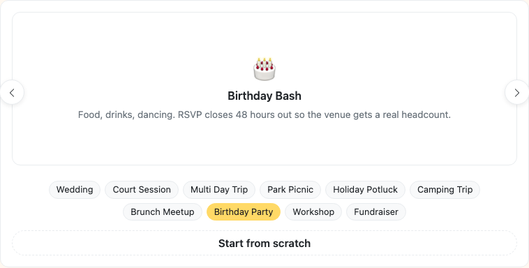 Pick the Birthday Party template and skip the blank-slate setup.
