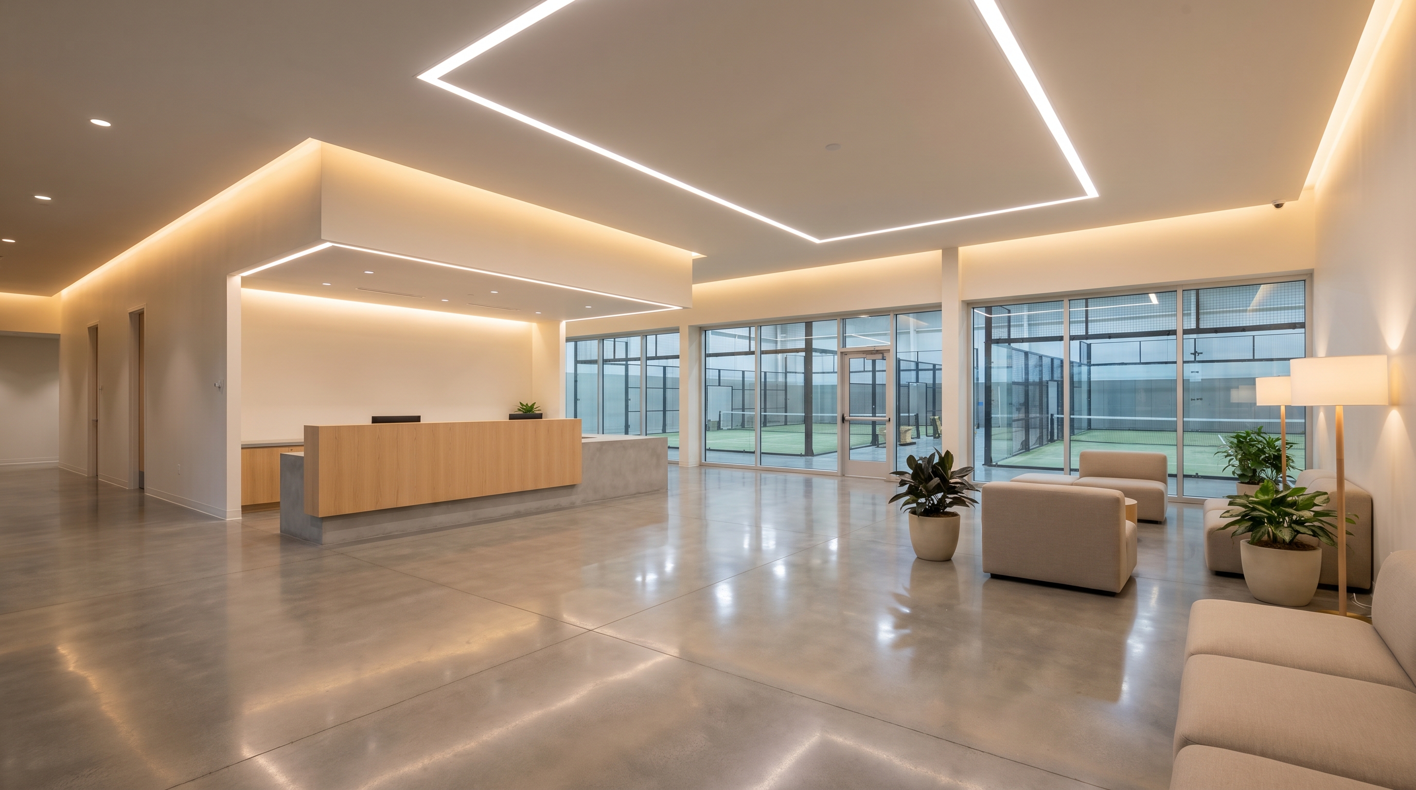 Clean and modern recreational sports facility lobby