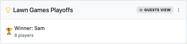 A finished bracket on the hangout's Docs tab — the champion and player count at a glance