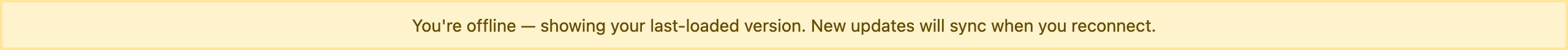 The offline status banner appears at the top of the screen the moment signal drops — your hangout stays fully readable underneath