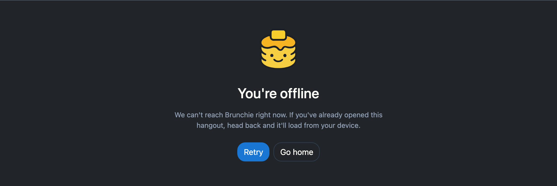 The same offline shell in dark mode