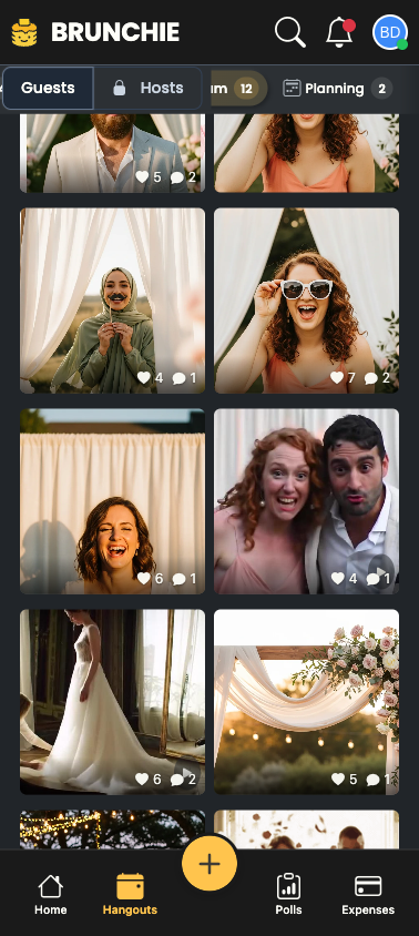 The same booth photo in the Album grid, dark theme