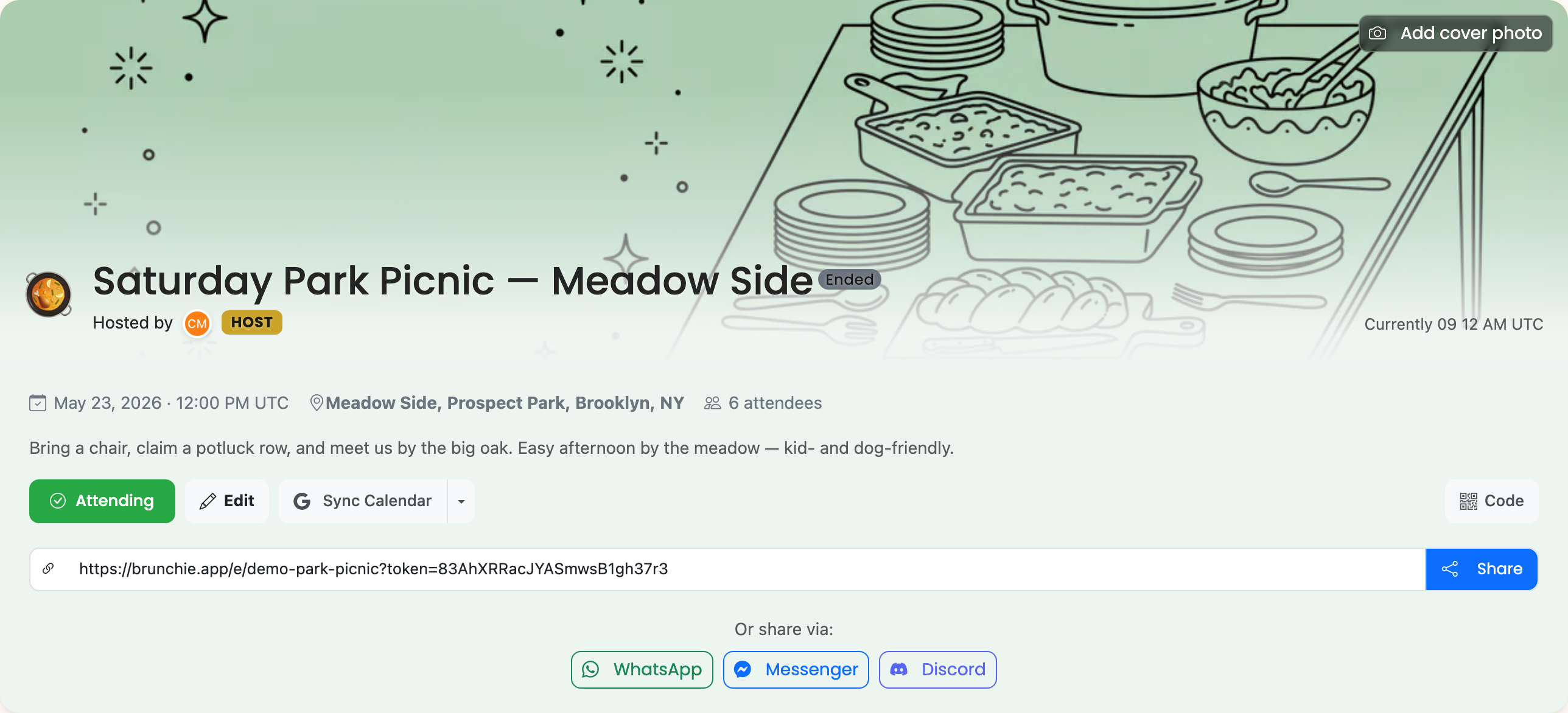 Your park picnic hangout is ready — date, location, and the whole crew in one place