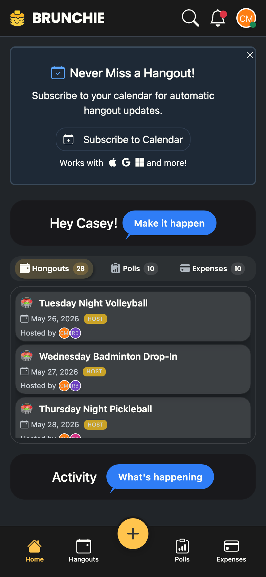 One hangout, one link — everyone on the trip can see expenses the moment they're logged
